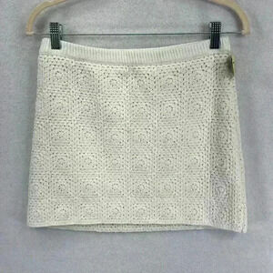 Art Class Girls Crocheted Skirt Size XL(14/16) Cream Lined Elastic Waist